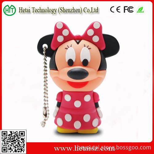 Carton Silicone Mickey Mouse Shape USB Flash Drive 64GB with Real Capacity